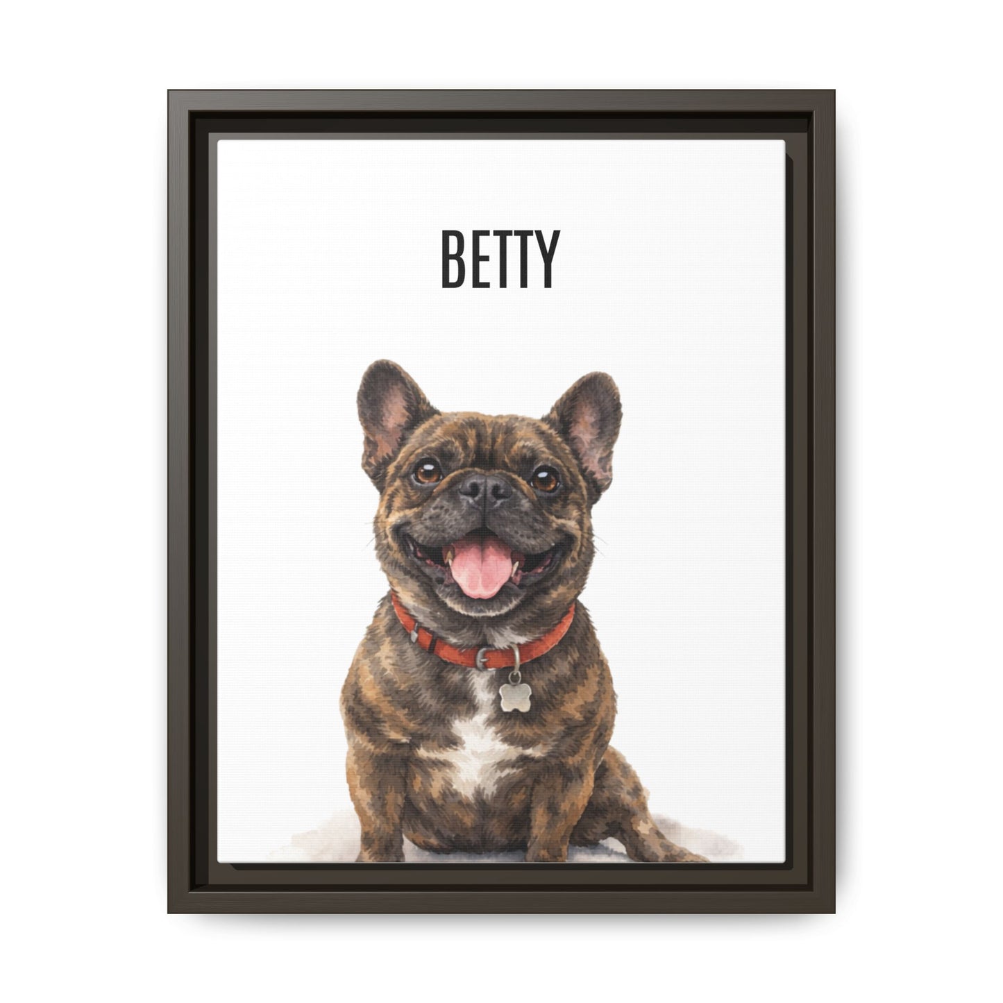 Custom Framed Pet Portrait Canvas — Personalized Pet Name Matte Print