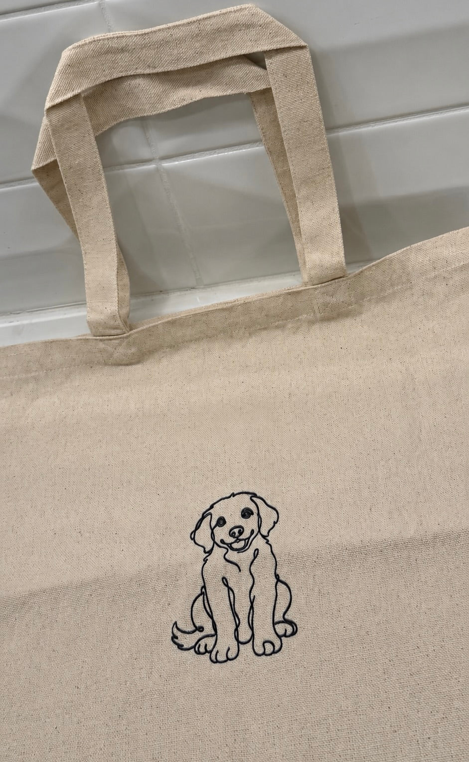 Personalized Line Art Tote Made From Your Dog’s Photo (15" x 16")