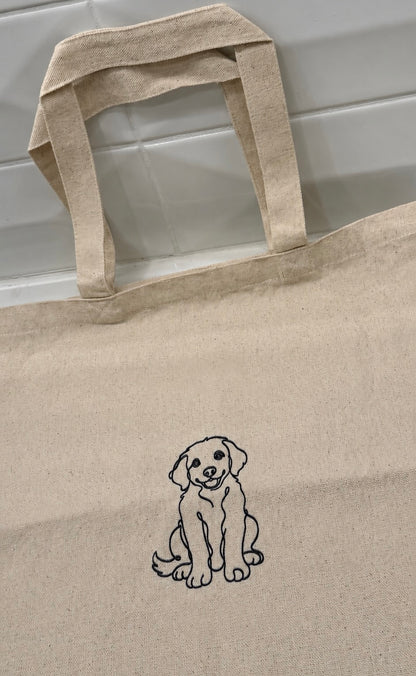 Personalized Line Art Tote Made From Your Dog’s Photo (15" x 16")