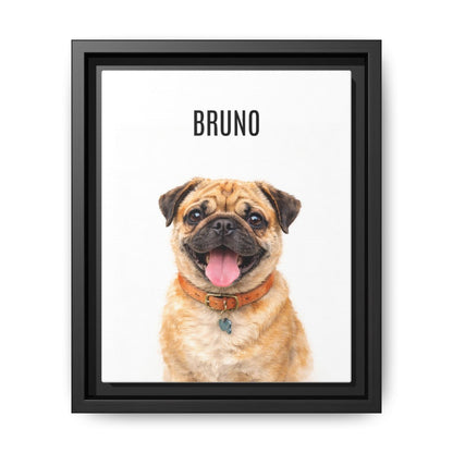 Custom Framed Pet Portrait Canvas — Personalized Pet Name Matte Print