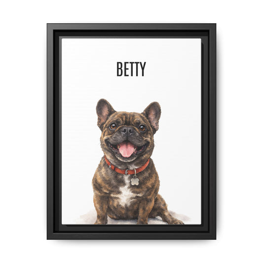 Custom Framed Pet Portrait Canvas — Personalized Pet Name Matte Print