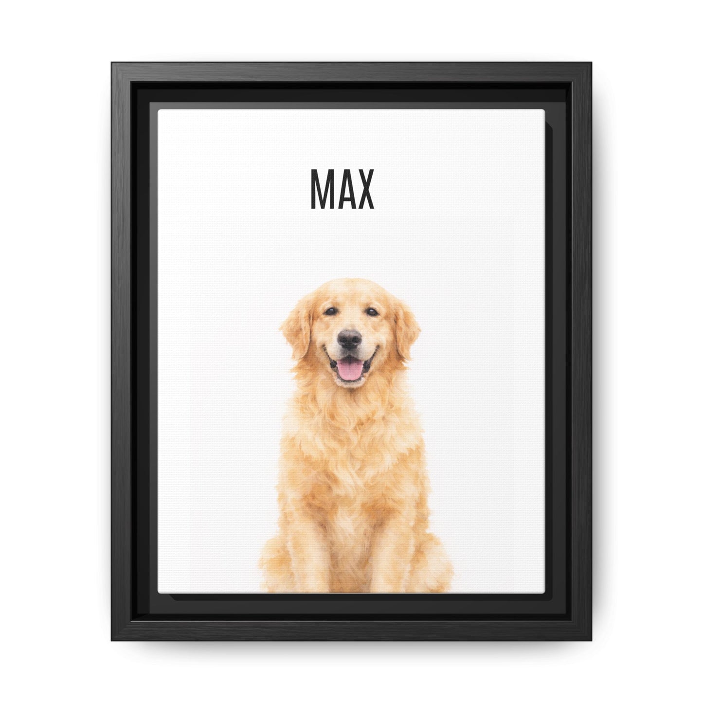 Custom Framed Pet Portrait Canvas — Personalized Pet Name Matte Print