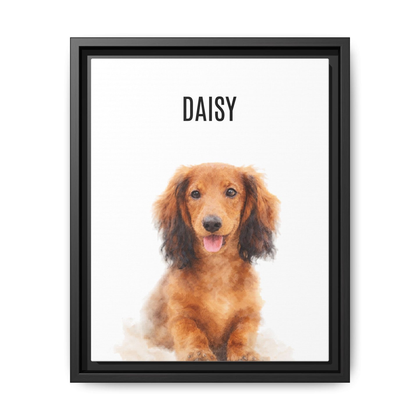 Custom Framed Pet Portrait Canvas — Personalized Pet Name Matte Print