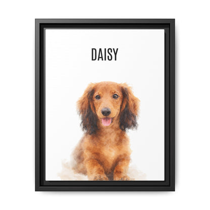 Custom Framed Pet Portrait Canvas — Personalized Pet Name Matte Print