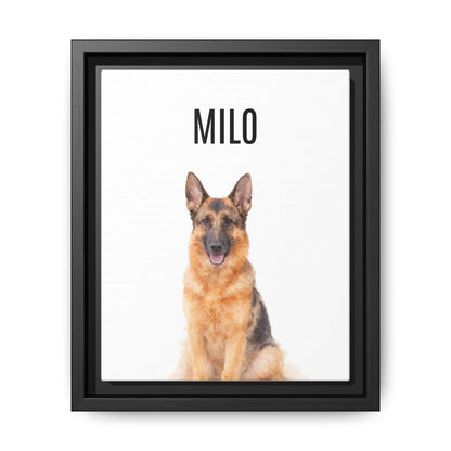 Custom Framed Pet Portrait Canvas — Personalized Pet Name Matte Print