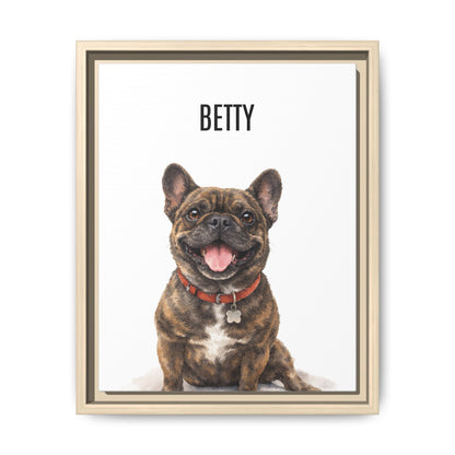Custom Framed Pet Portrait Canvas — Personalized Pet Name Matte Print