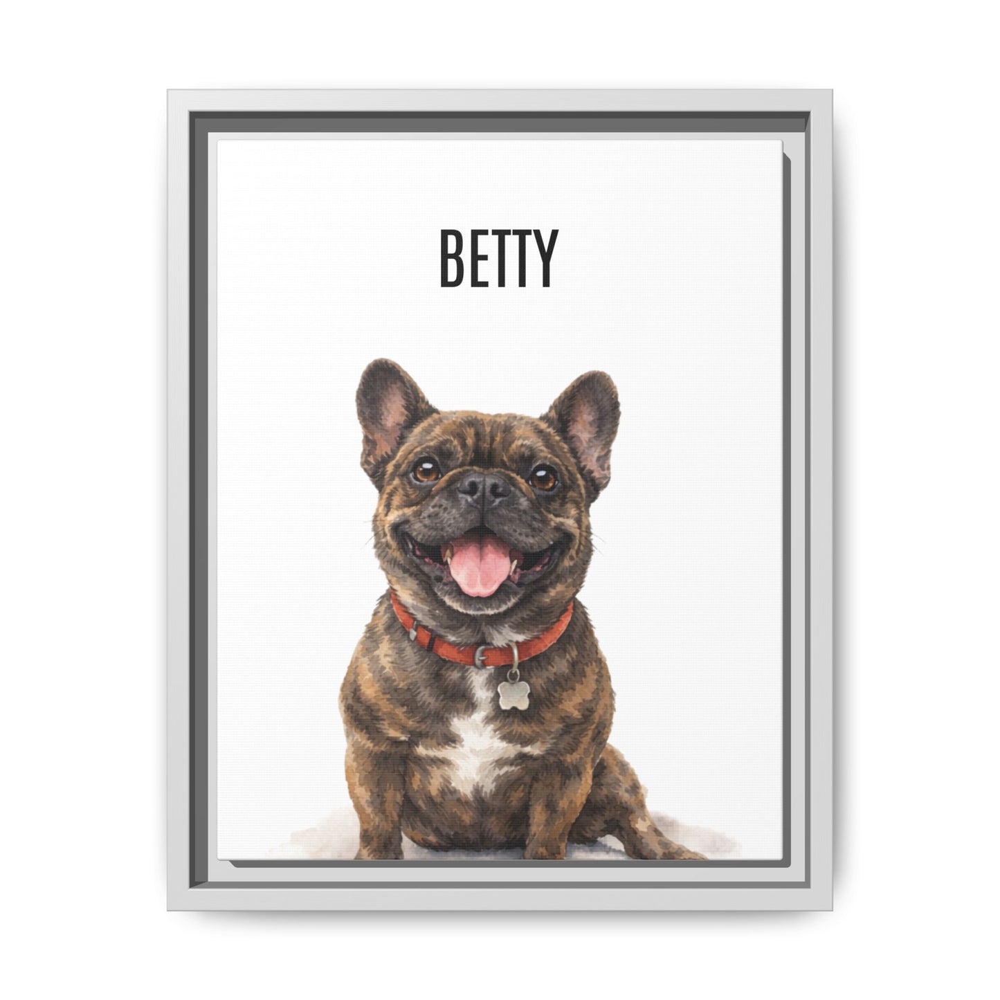 Custom Framed Pet Portrait Canvas — Personalized Pet Name Matte Print